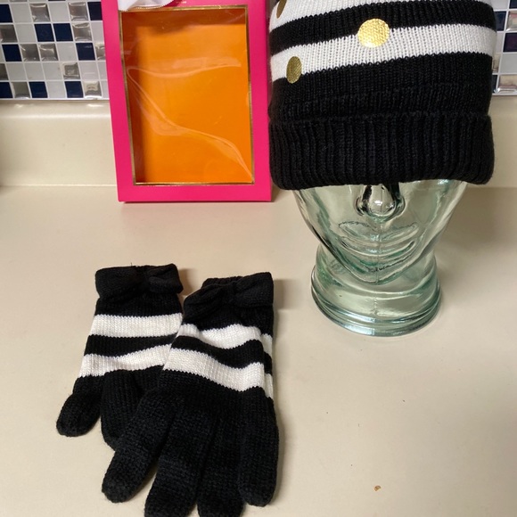 KATE SPADE Girls' Striped Bow Hat Glov L-X (12-14) - Picture 2 of 2